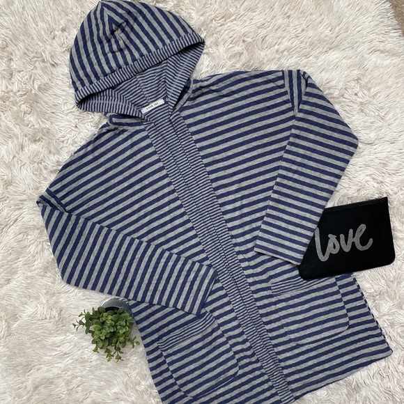 🎉HP🎉 Byron Bay Hooded Open Cardigan 💗 Blue & Gray - Picture 3 of 15